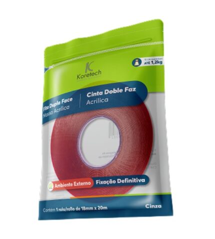 Fita dupla face massa acrilica CINZA/VERMELHO